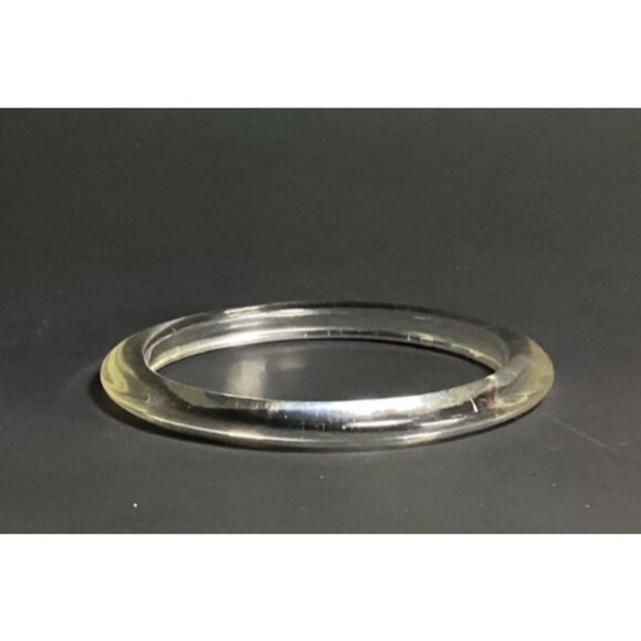 Vintage Clear Flying Saucer Lucite Spacer Bangle Bracelet UFO Profile Minimalist - Picture 8 of 9